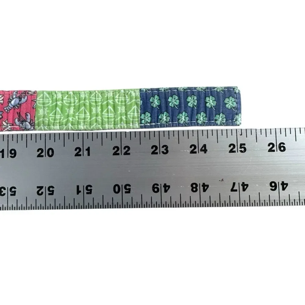 Vineyard Vines Pink Blue Green Derby Patchwork D-Ring Belt Small Unisex Kids S